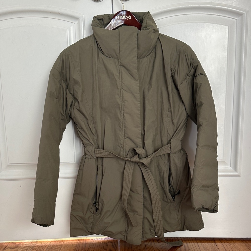 Columbia Olive Puffer Jacket with Belt